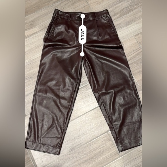 The Reset | R Label Slouchy Vegan Leather Trouser in Chocolate Burgundy Size S - Picture 17 of 17